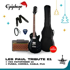 IBANEZ - EPIPHONE E1LPOEBNH1 LES PAUL TRIBUTE EBONY + VOX PATHFINDER 10W INCLUYE ACCESORIOS