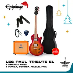 EPIPHONE - E1LPOHSNH1 LES PAUL TRIBUTE E1 HERITAGE CHERRY SUNBURST + ORANGE CR12 INCLUYE ACCESORIOS