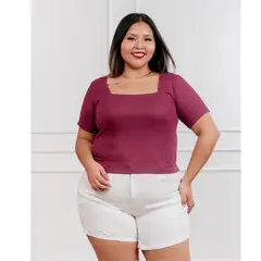 GENERICO - Polo basico Cuello Cuadrado de viscosa acanalada