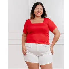 GENERICO - Polo basico Cuello Cuadrado de viscosa acanalada