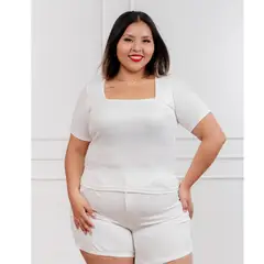 GENERICO - Polo basico Cuello Cuadrado de viscosa acanalada