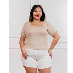 GENERICO - Polo basico Cuello Cuadrado de viscosa acanalada