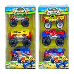 SUNTOYS INTERNATIONAL COMPANY - Pack 3 Monster Truck de Juguete – Vehículos en Miniatura para Niños (Surtido)