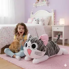 GENERICO - Peluche Gato Echado Gigante Kawaii