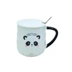 GENERICO - Taza de Cerámica de Panda con Tapa y Cuchara