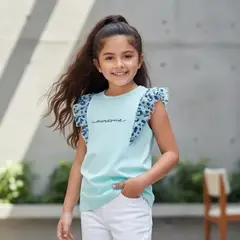 LE PETIT COMPANY - Polo Niña Awesome Celeste 100% algodón