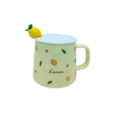 GENERICO - Taza de Cerámica de Fruta - Lemon con Tapa y Cuchara