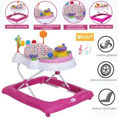 EBABY - ANDADOR LESSI CON ASIENTO GIRATORIO ROSADO