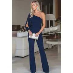 ARMA TU LOOK - ENTERIZO IMPERIO UNA MANGA ASIMETRICO CON CINTURON