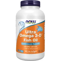 GENERICO - Ultra Omega 3-D Fish Oil con Vitamina D3 180 Cápsulas Blandas NOW