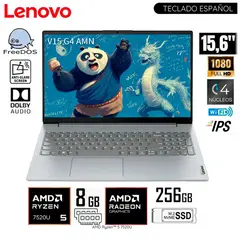 LENOVO - LAPTOP V15 G4 AMN RYZEN 5-7520U 8GB DDR5 256GB SSD 15.6 FHD FREEDOS ( 82YU00X6LM )