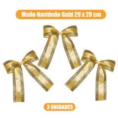 GENERICO - Moño Navideño Gold - 3 Unidades (29x20cm)