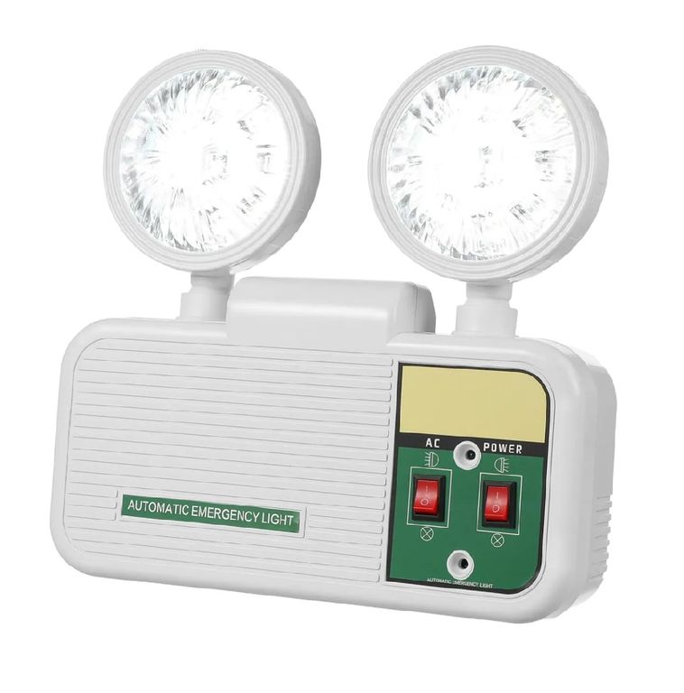 Lámpara De Emergencia Recargable 2 Faros Luz Led 360° Blanco