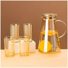 INSPIRA MARKET - Juego de Jarra de Vidrio con Vasos 1850ml