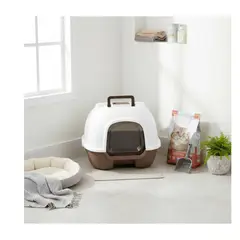 PET MOOD - Arenero Mediano Para Gatos Higiene Fácil Color Marrón