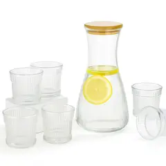 INSPIRA MARKET - Juego de Jarra de Vidrio con 6 Vasos 1600ml