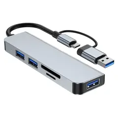 OEM - Adaptador HUB Multipuerto USB y USB-C 5 EN 1