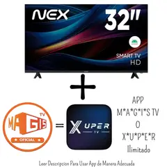 GENERICO - Televisor NEX 32 Pulgadas HD Smart TV Android 14 TVLED32S + M*A*G*I*S T*V* Ilimitado (2025)