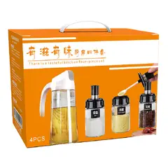 INSPIRA - Set de dispensador de aceite con 3 condimenteros especieros