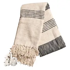 GENERICO - Manta Colcha Decorativa Vela de algodón 100% algodón - Blanco con Negro