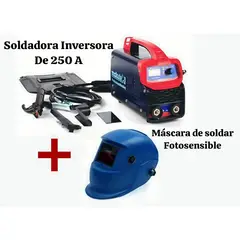 MAKUTE - SOLDADORA INVERSORA DE 250 AMPERIOS + MASCARA DE SOLDAR FOTOSENSIBLE
