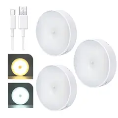 GENERICO - 3 Lámparas LED con Sensor de Movimiento • Inalámbricas • Recargables USB