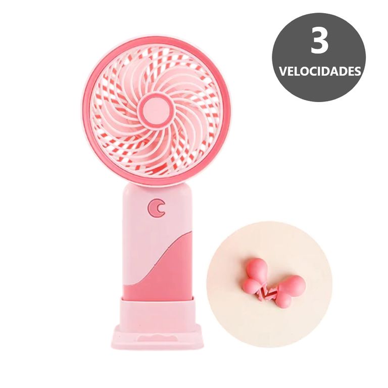 Potente Mini Ventilador Rosado portátil 3 velocidades