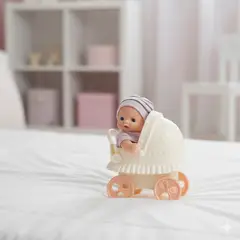 GENERICO - Juguete Muñeca Bebé con Cochecito - Vestimenta Lila
