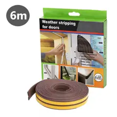 GENERICO - Burlete Adhesivo Para Puertas y Ventanas Marrón - 6m