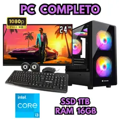 INTEL - PC RGB COMPUTADORA I3 SSD 1TB RAM 16GB MONITOR FHD 24