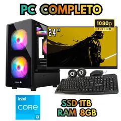 INTEL - PC RGB COMPUTADORA I3 SSD 1TB RAM 8GB MONITOR FHD 24