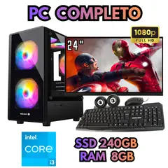 INTEL - PC RGB COMPUTADORA I3 SSD 240GB RAM 8GB MONITOR FHD 24