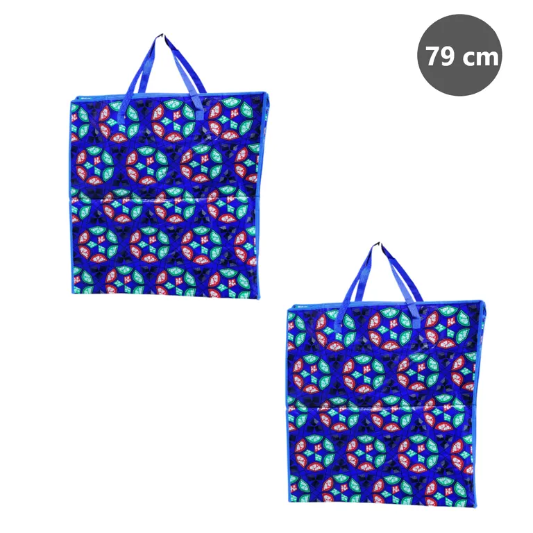 2 bolsas con cierre grande de 79cm con diseño - AZUL