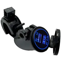 GENERICO - Cargador Para Manillar De Moto Luz Azul 2 Puertos USB Resistente Al Agua Universal