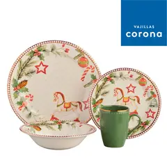 CORONA - Juego de Vajilla Dulce Navidad 16 piezas