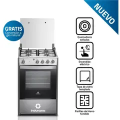 INDURAMA - Cocina Coruña QZ Cromada 4 hornillas Gris