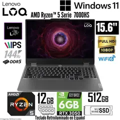 LENOVO - Laptop LOQ 15ARP9 AMD Ryzen 5 7235HS 12GB DDR5 RAM 512GB SSD RTX 3050-6GB 15.6" FHD Win 11