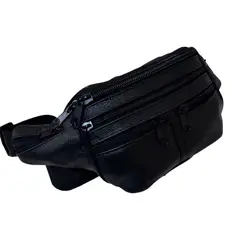 GENERICO - CANGURO RIÑONERA DE CUERO VACUNO NEGRO