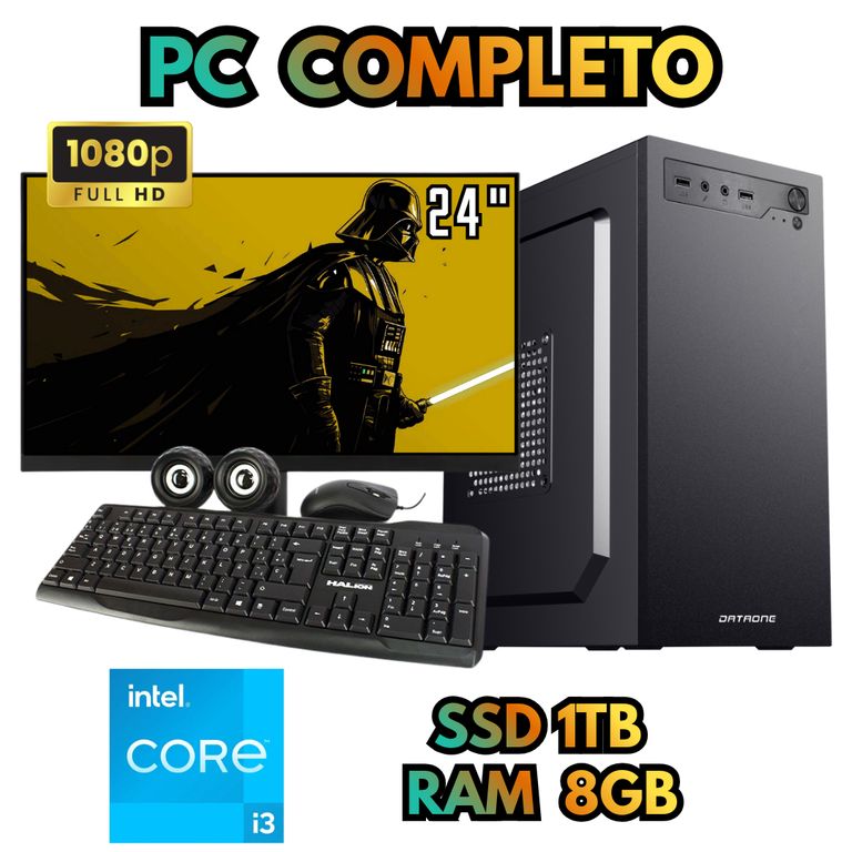 PC OFICINA I3 SSD 1TB RAM 8GB MONITOR FHD 24
