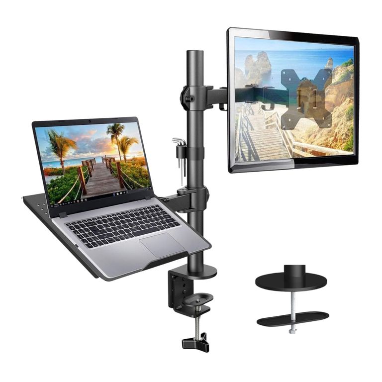 Soporte Rack Brazo para Monitor y Laptop Brazo Articulado de Escritorio