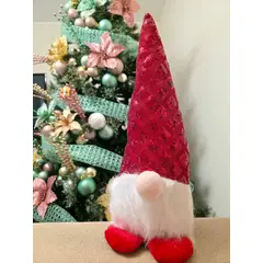 GENERICO - Muñeco de navidad decorativo rojo GNOMO con luces 45cm x 15 cm