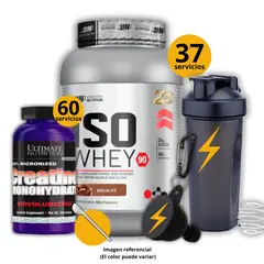 Ultimate Nutrition - Proteína Iso whey 90 de 1kg Chocolate + Creatina 300gr + regalos
