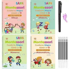 GENERICO - Set 4 Cuadernos de Caligrafia Reutilizables Magico +Regalo