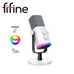 FIFINE - Micrófono Gamer AM8 Dinámico USBXLR con RGB y Control de Mute