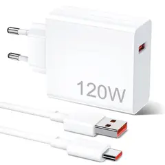 XIAOMI - Cargador Carga Rápida 120W Cable USB-C Blanco