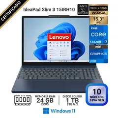 LENOVO - Laptop IdeaPad Slim 3 15IRH10 15.3" WUXGA IPS, Core i7 13620H, RAM 24GB, SSD 1 TB, Win 11 Pro