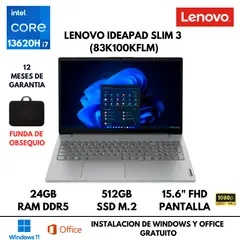 LENOVO - LAPTOP IDEAPAD SLIM 3 15IAH10 CORE I7-13620H 24GB RAM DDR5 512GB SSD 15.3" WUXGA FREEDOS