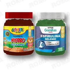 GENERICO - PACK 2 GOMITAS HIERRO NIÑOS + ESPIRULINA ADULTOS 260 UND