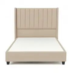 GENERICO - Cama Tapizada Confort Lineal Beige 2 Plazas