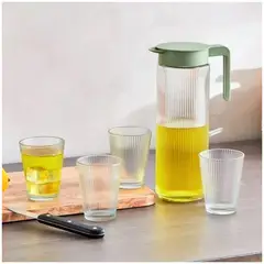 INSPIRA MARKET - Setx5 de Jarra y Vasos de Vidrio Cilíndricos